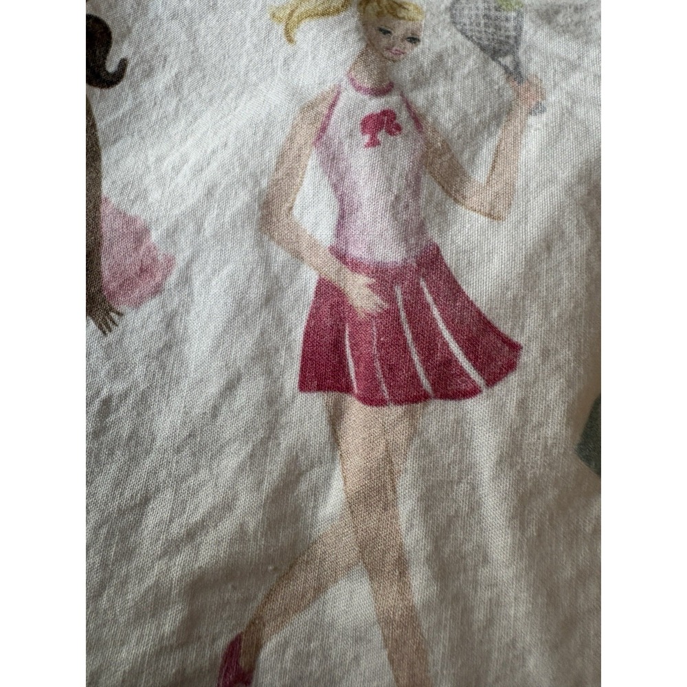POTTERY BARN Kids Barbie TWIN Organic Cotton FLAT Sheet only Multicolor - Picture 5 of 8